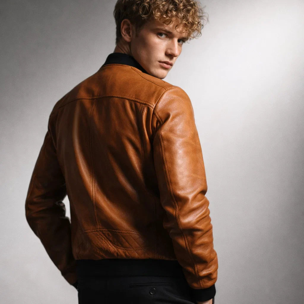 Blouson Biker Homme Cuir Véritable Slim – Détails Zippés Poches Multiples | Donk Edition