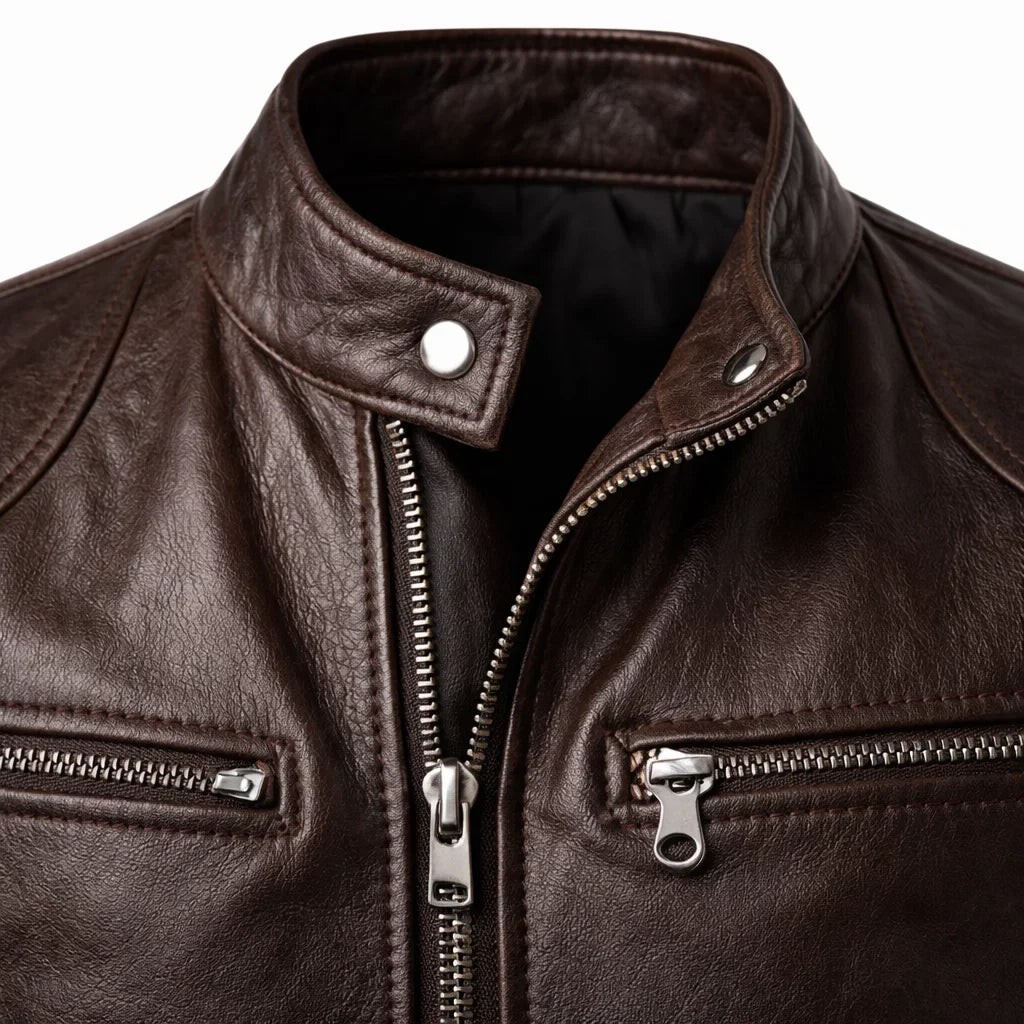 Blouson Biker Homme Cuir Véritable Slim Grande Taille – Coupe Ajustée | Toppest Edition
