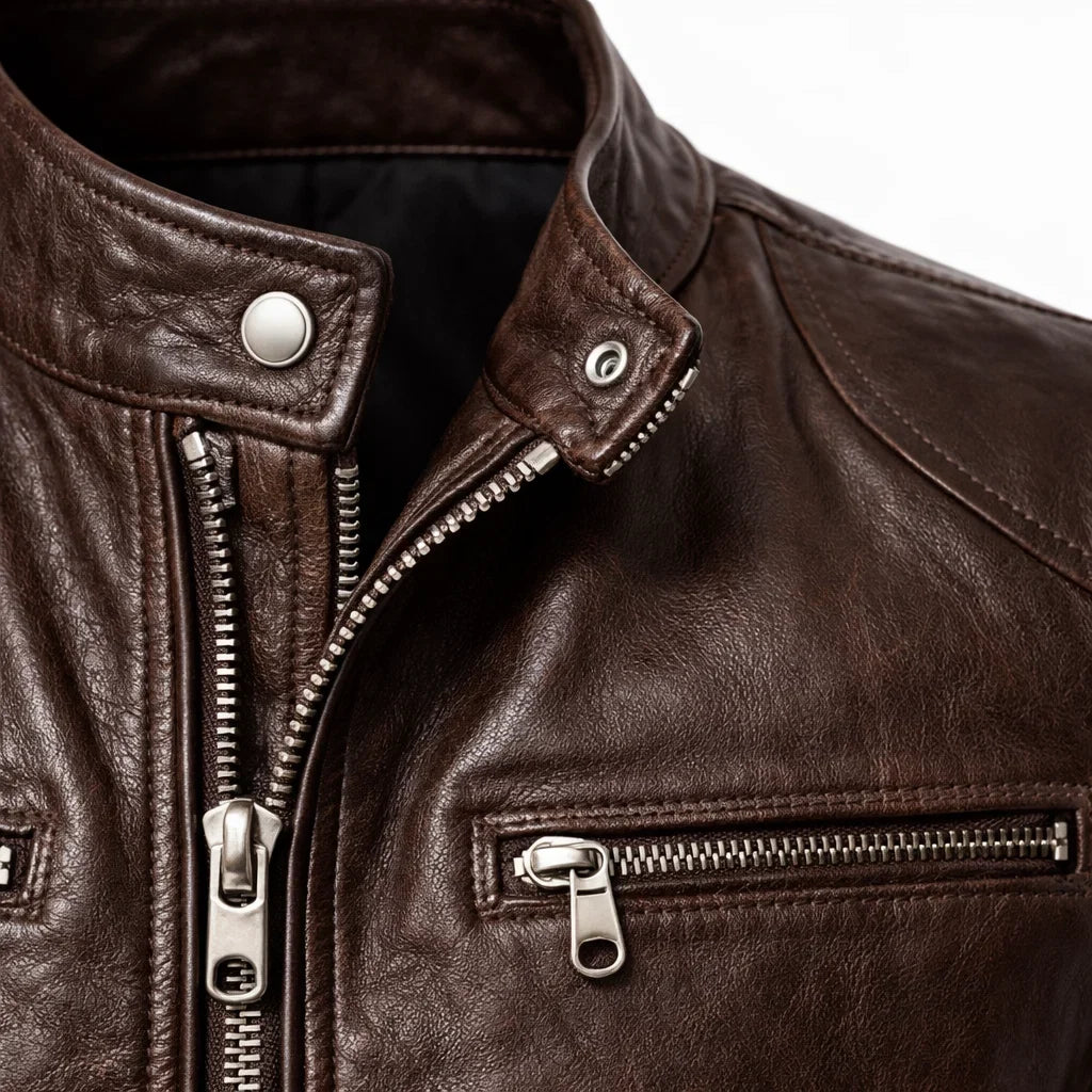 Blouson Biker Homme Cuir Véritable Slim Grande Taille – Coupe Ajustée | Toppest Edition