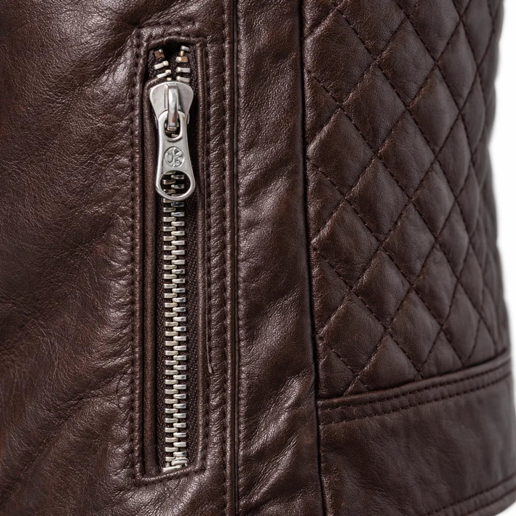 Blouson Biker Homme Cuir Véritable Slim Grande Taille – Coupe Ajustée | Toppest Edition