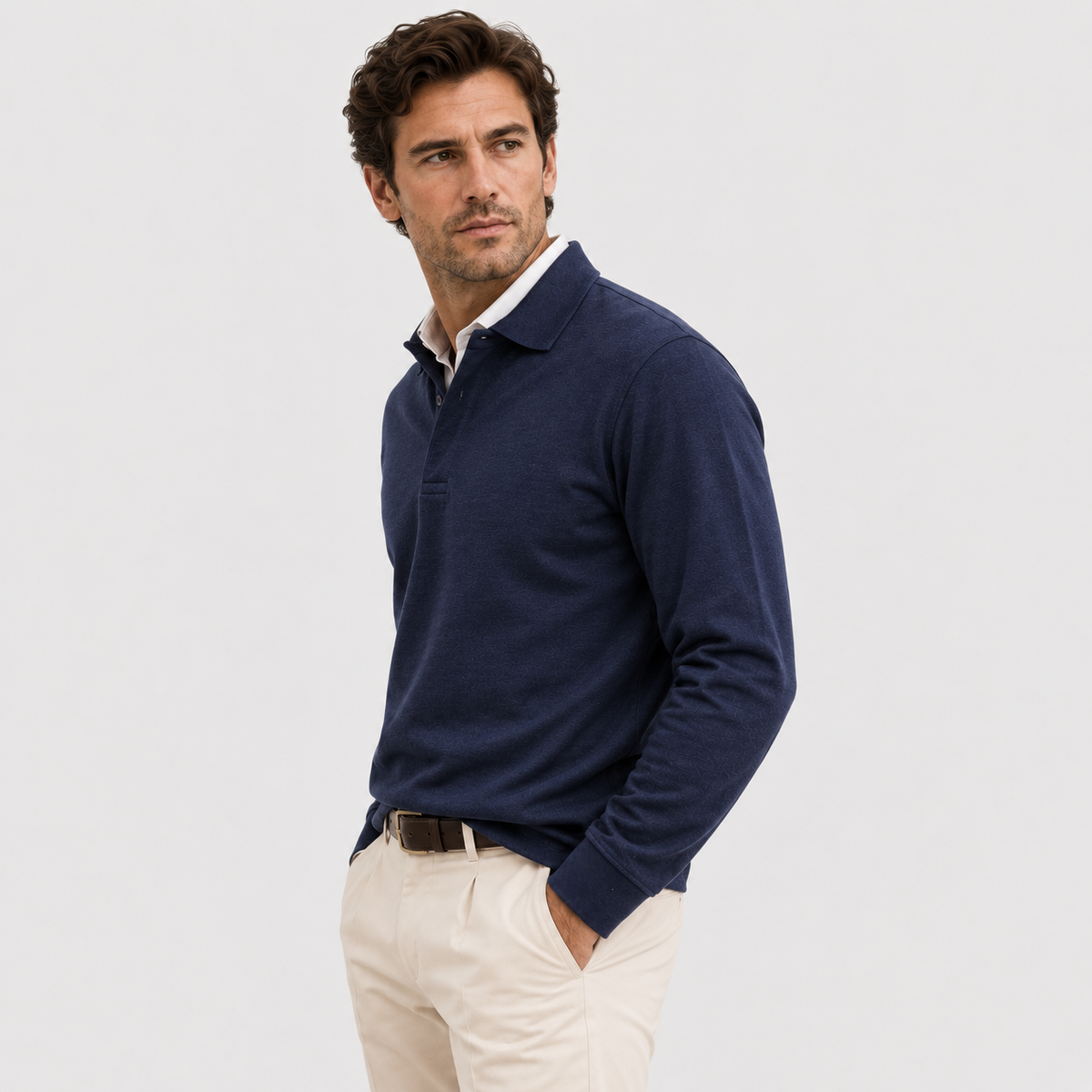 Polo Homme Manches Longues – Col Polo Coupe Ajustée | Style Casual Chic & Intemporel