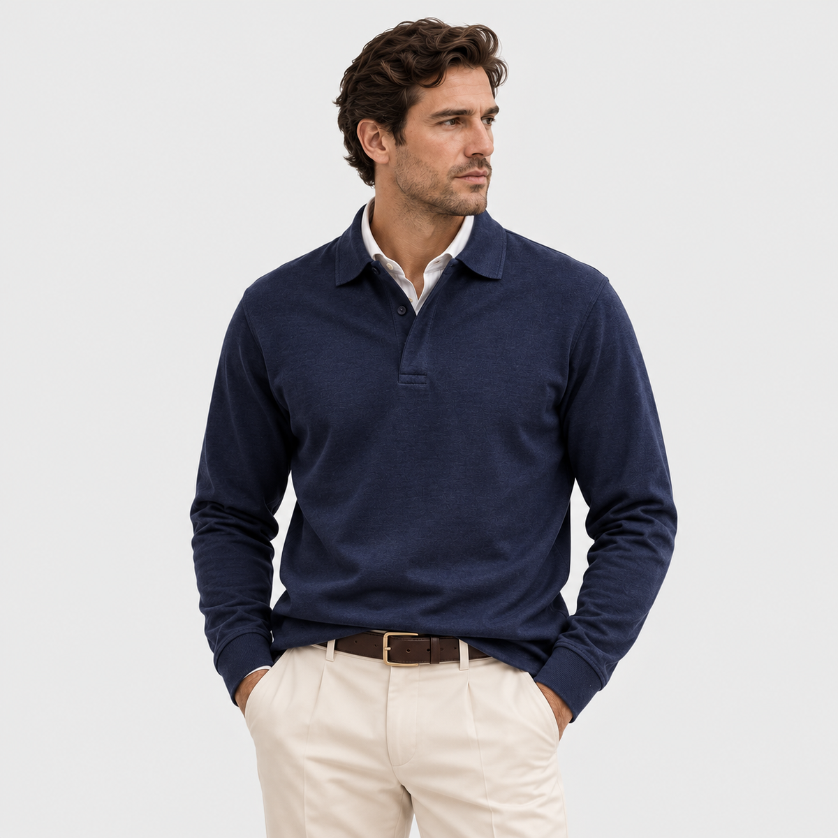 Polo Homme Manches Longues – Col Polo Coupe Ajustée | Style Casual Chic & Intemporel