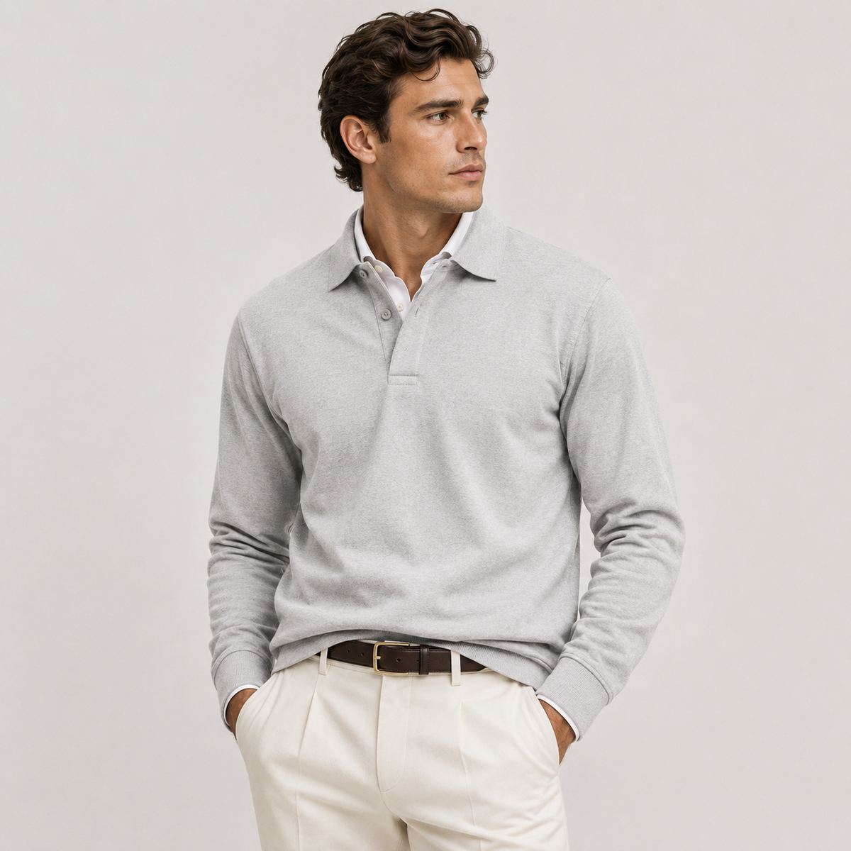 Polo Homme Manches Longues – Col Polo Coupe Ajustée | Style Casual Chic & Intemporel