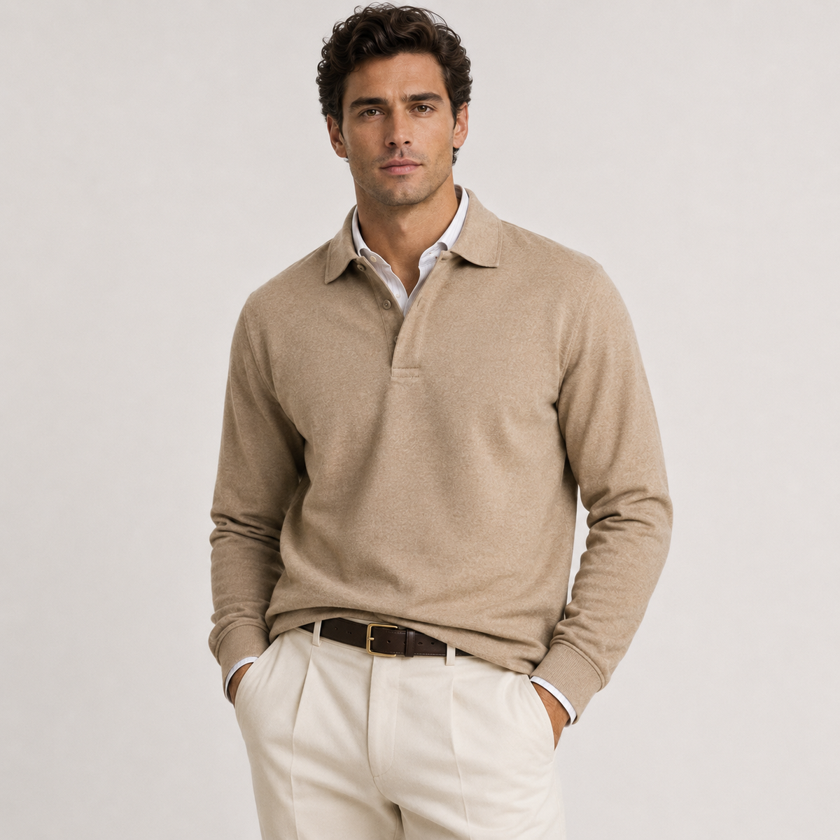 Polo Homme Manches Longues – Col Polo Coupe Ajustée | Style Casual Chic & Intemporel