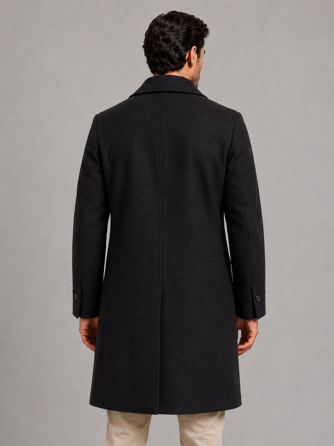 Manteau Homme Double Boutonnage Mi-Long – Col Revers Coupe Classique | Élégance Hivernale