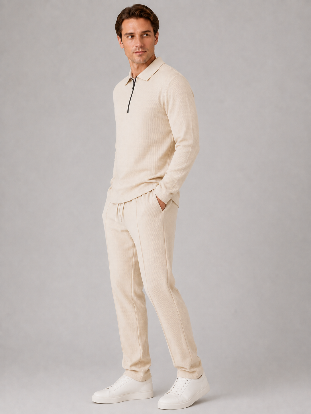 Ensemble Co-Ord Homme Polo Quarter-Zip & Pantalon – Coupe Moderne | Élégance Décontractée