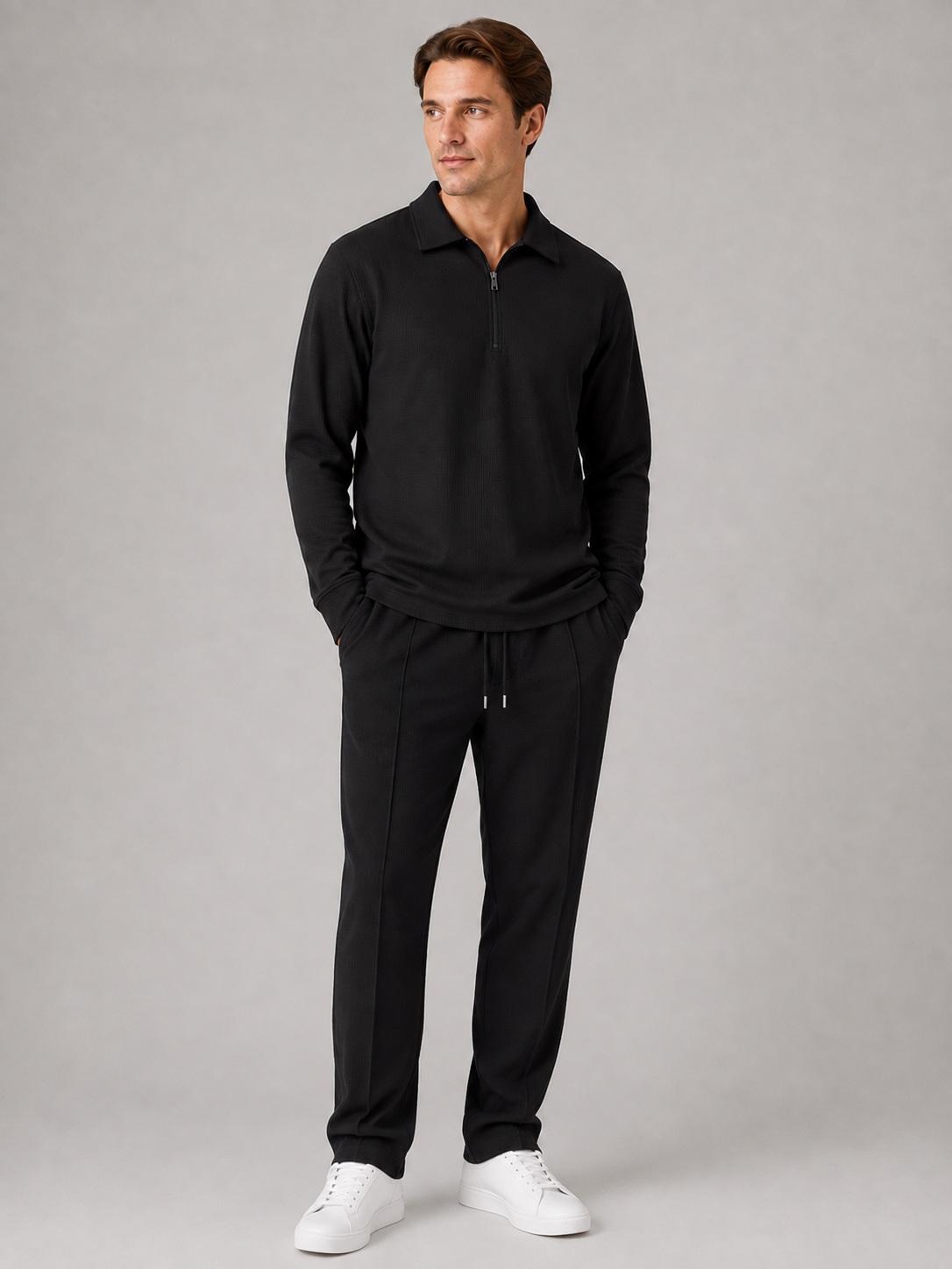 Ensemble Co-Ord Homme Polo Quarter-Zip & Pantalon – Coupe Moderne | Élégance Décontractée