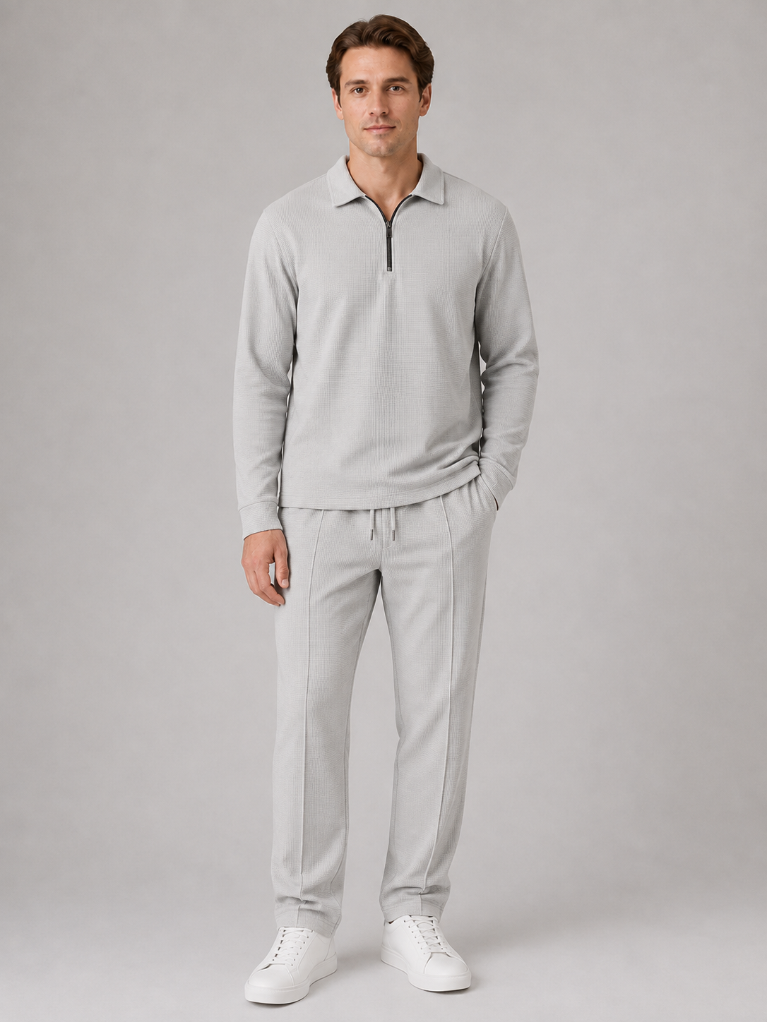 Ensemble Co-Ord Homme Polo Quarter-Zip & Pantalon – Coupe Moderne | Élégance Décontractée