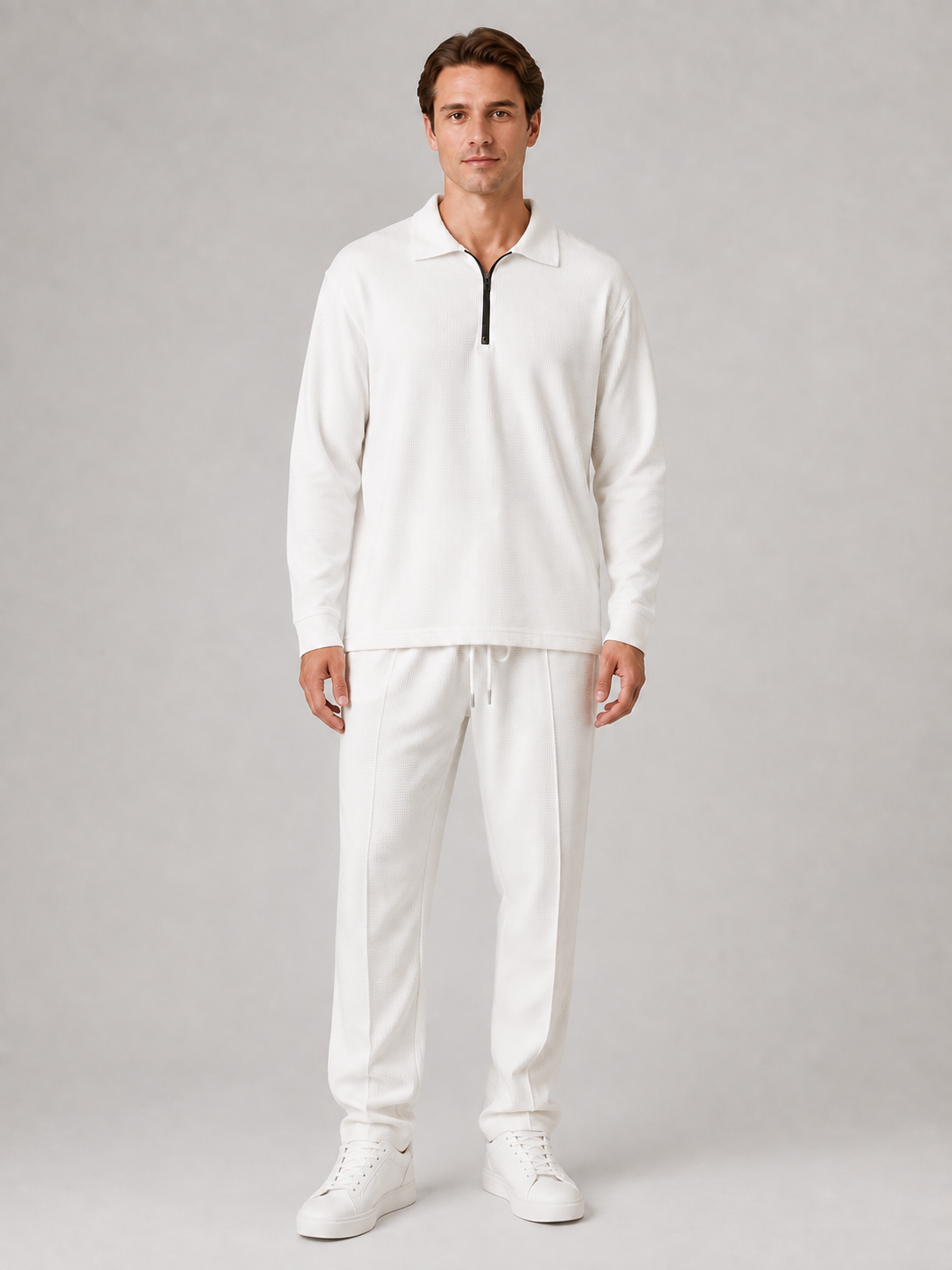 Ensemble Co-Ord Homme Polo Quarter-Zip & Pantalon – Coupe Moderne | Élégance Décontractée