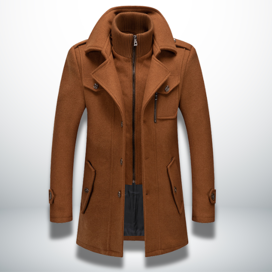 Manteau Homme Long en Laine – Coupe Droite Élégante Fermeture Boutonnée | Style Chic Hiver