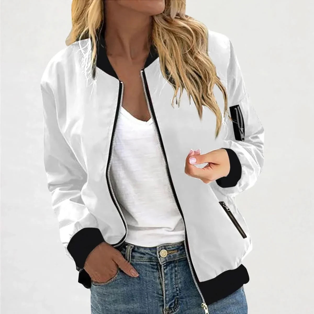 Blouson Bomber Léger Femme – Coupe Slim Zippé | Style Sporty Moderne