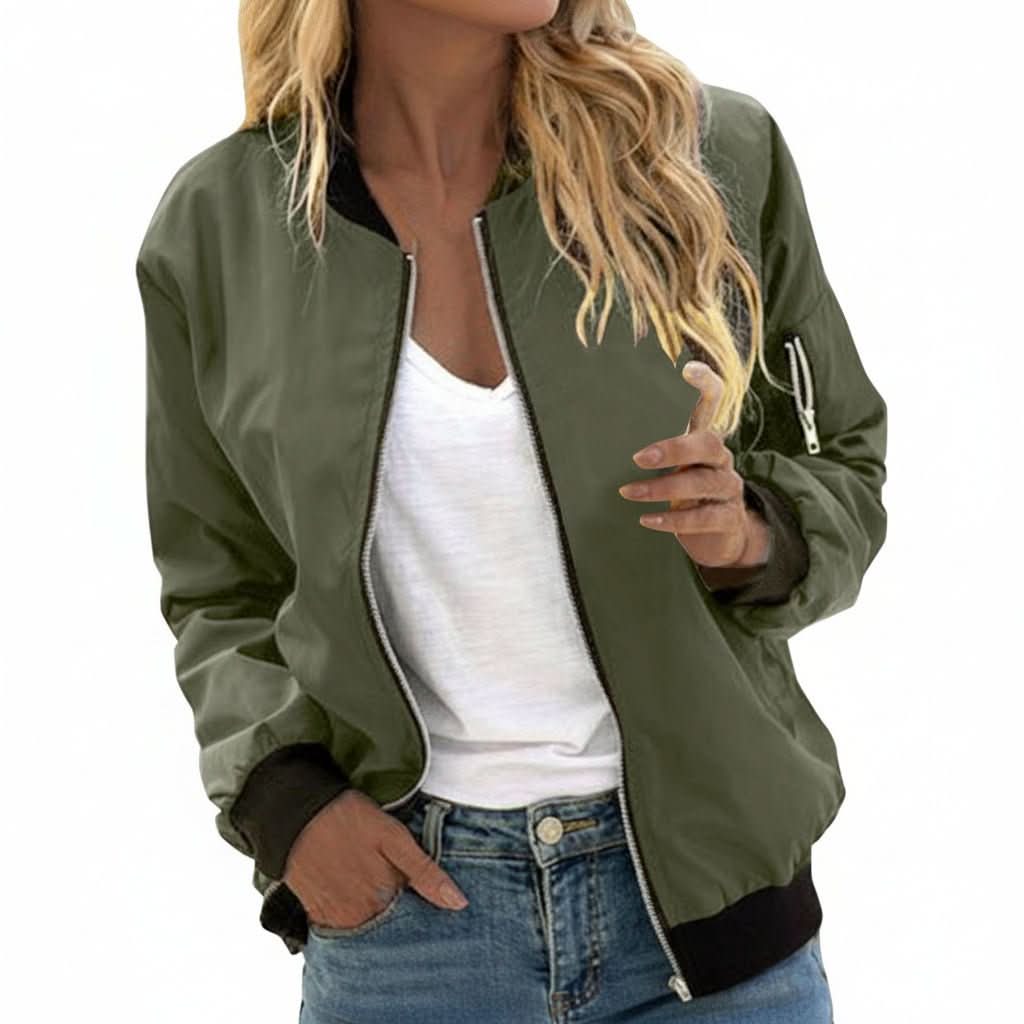 Blouson Bomber Léger Femme – Coupe Slim Zippé | Style Sporty Moderne