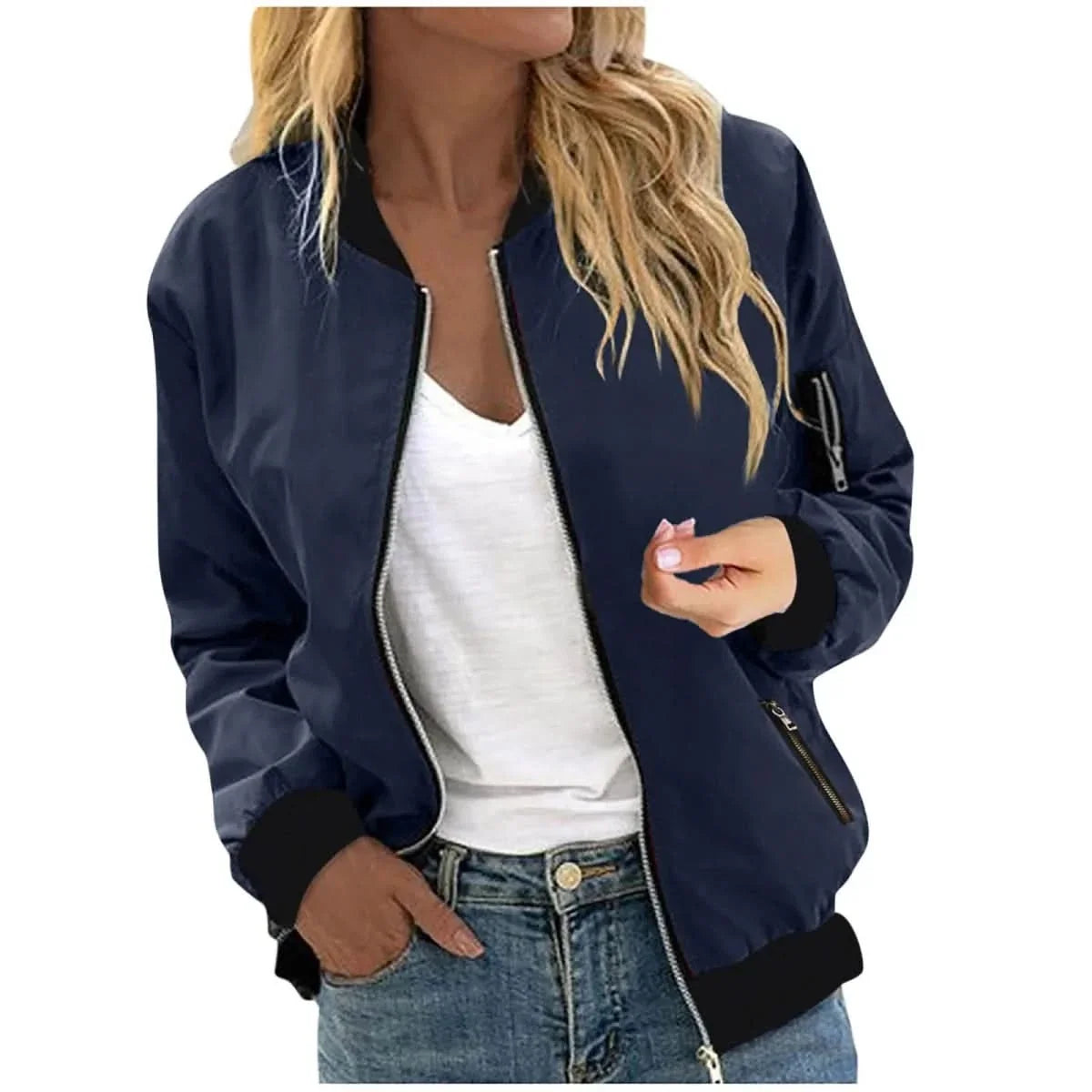 Blouson Bomber Léger Femme – Coupe Slim Zippé | Style Sporty Moderne