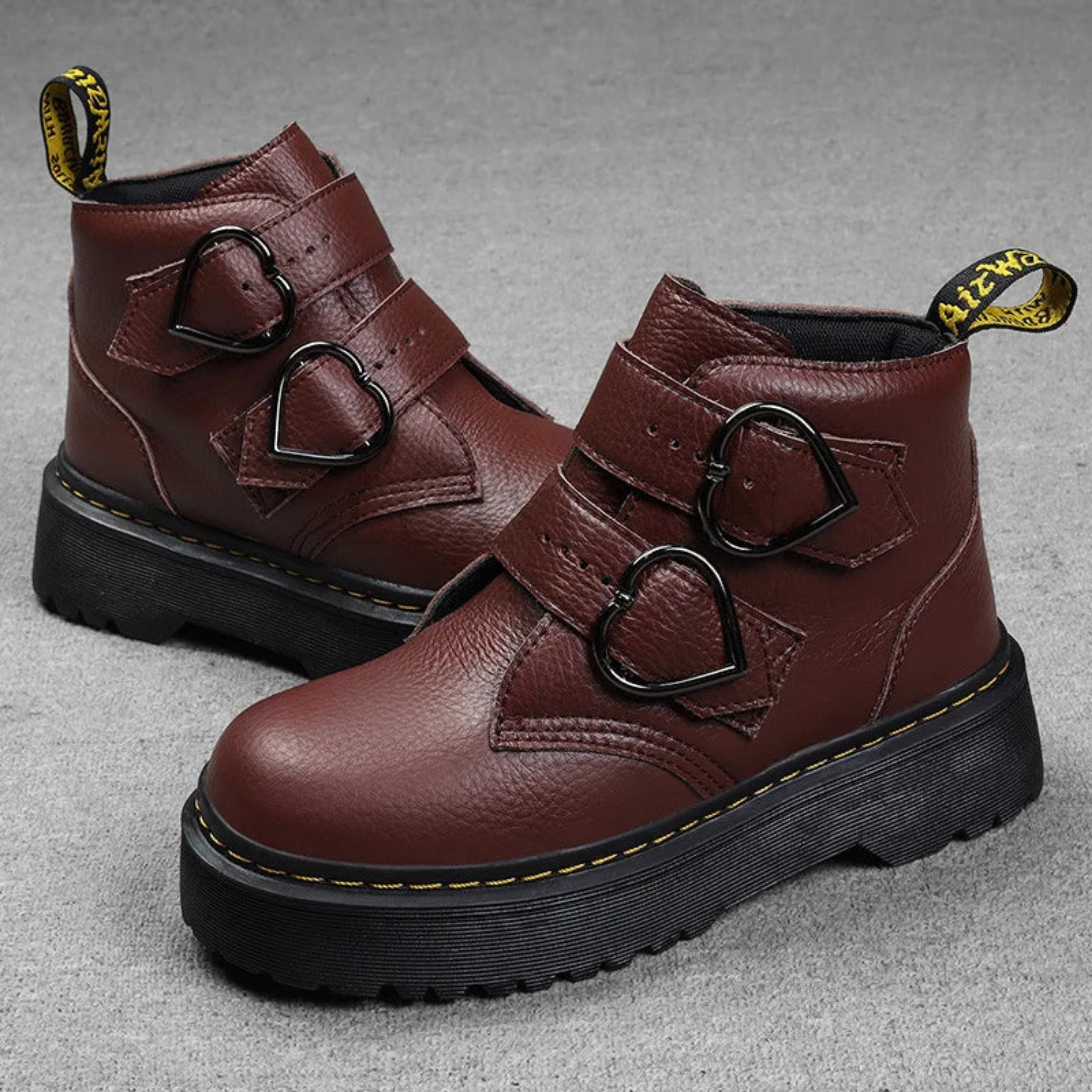 Solène | bottines femme à plateforme avec boucle cœur et semelle chunky