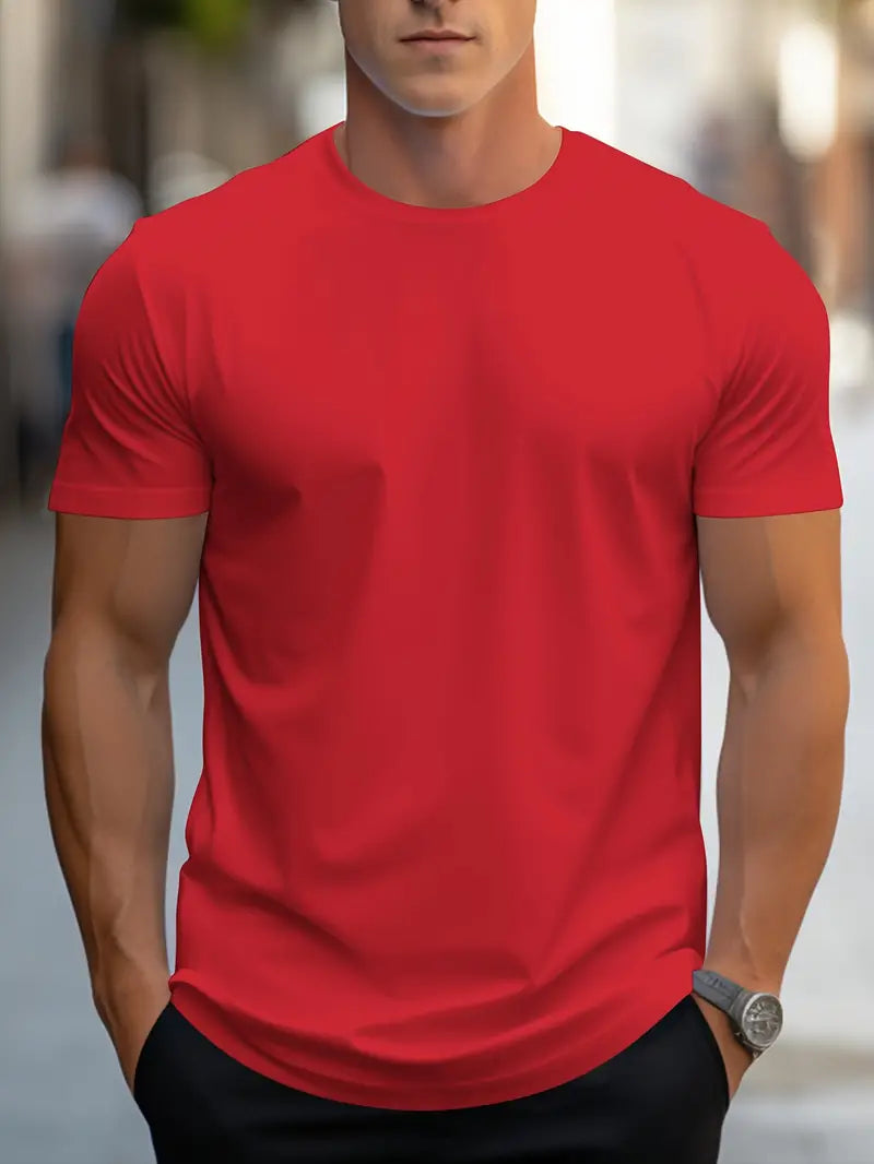 T-shirt homme basique uni confortable manches courtes col rond