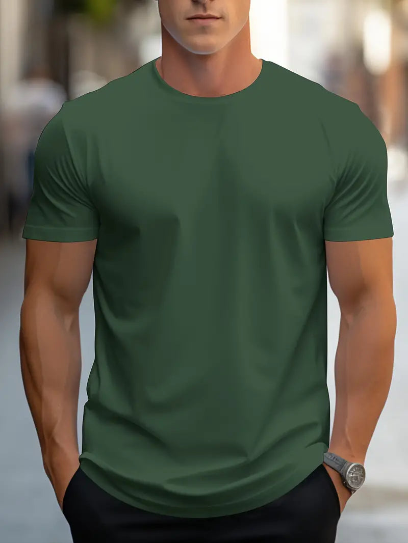 T-shirt homme basique uni confortable manches courtes col rond