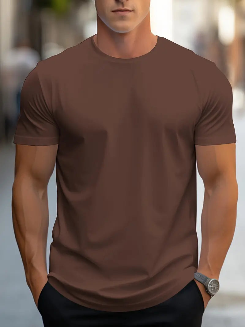 T-shirt homme basique uni confortable manches courtes col rond
