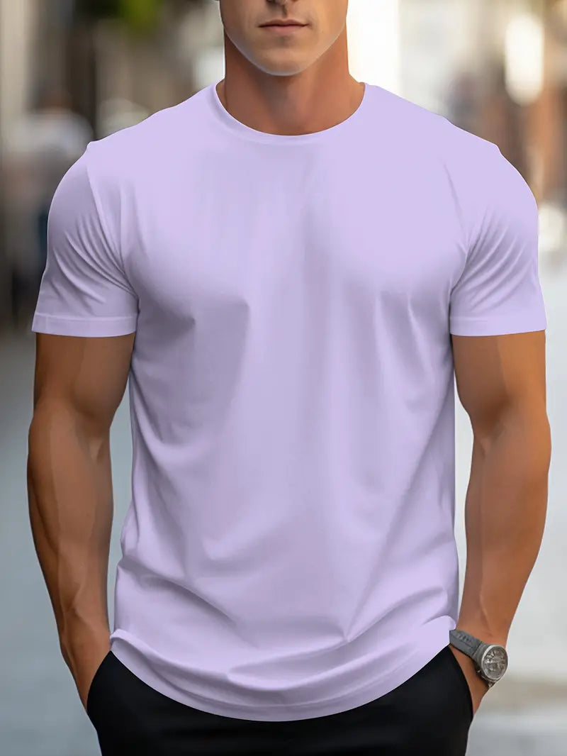 T-shirt homme basique uni confortable manches courtes col rond