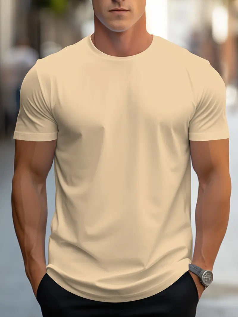 T-shirt homme basique uni confortable manches courtes col rond