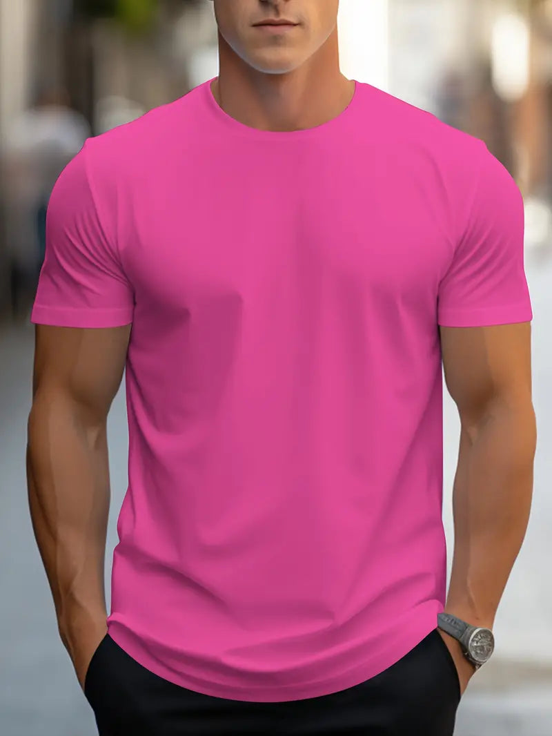 T-shirt homme basique uni confortable manches courtes col rond