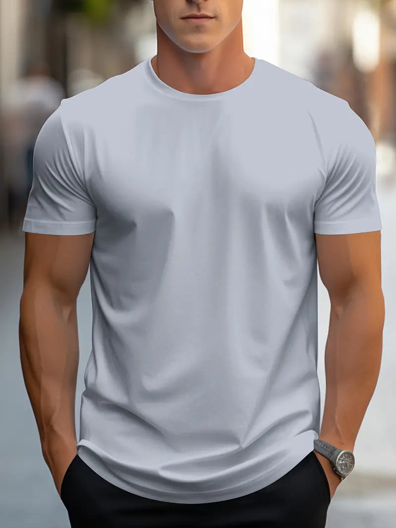 T-shirt homme basique uni confortable manches courtes col rond