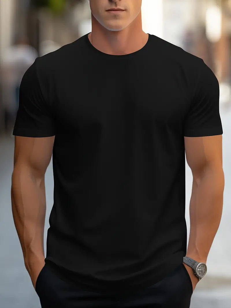 T-shirt homme basique uni confortable manches courtes col rond