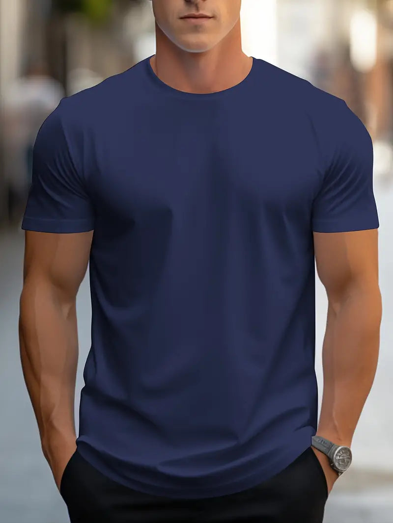 T-shirt homme basique uni confortable manches courtes col rond