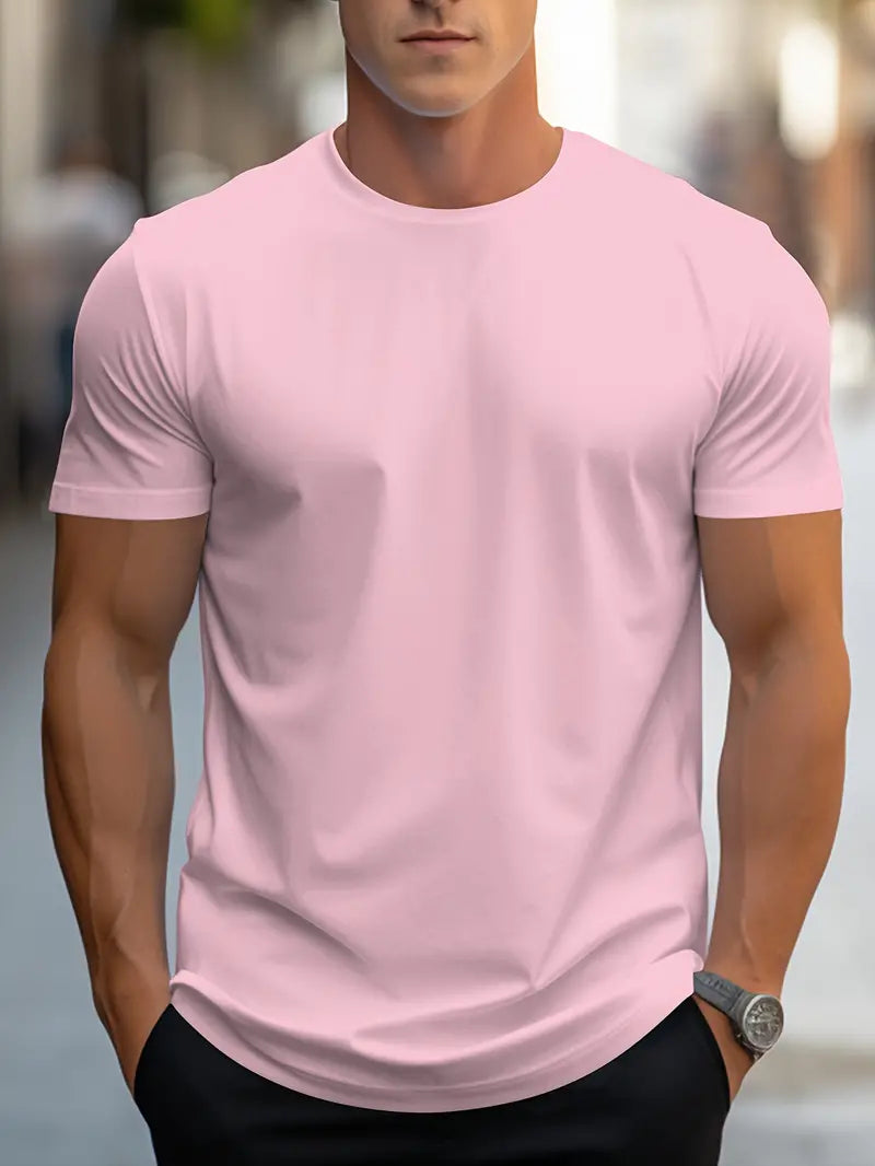 T-shirt homme basique uni confortable manches courtes col rond