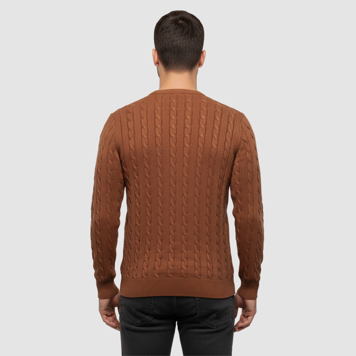 Pull Homme Maille Torsadée – Col Rond Style Polo Chaud | Élégance Casual Automne Hiver