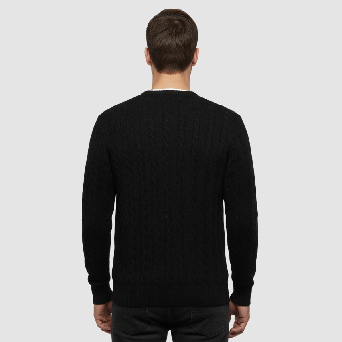 Pull Homme Maille Torsadée – Col Rond Style Polo Chaud | Élégance Casual Automne Hiver