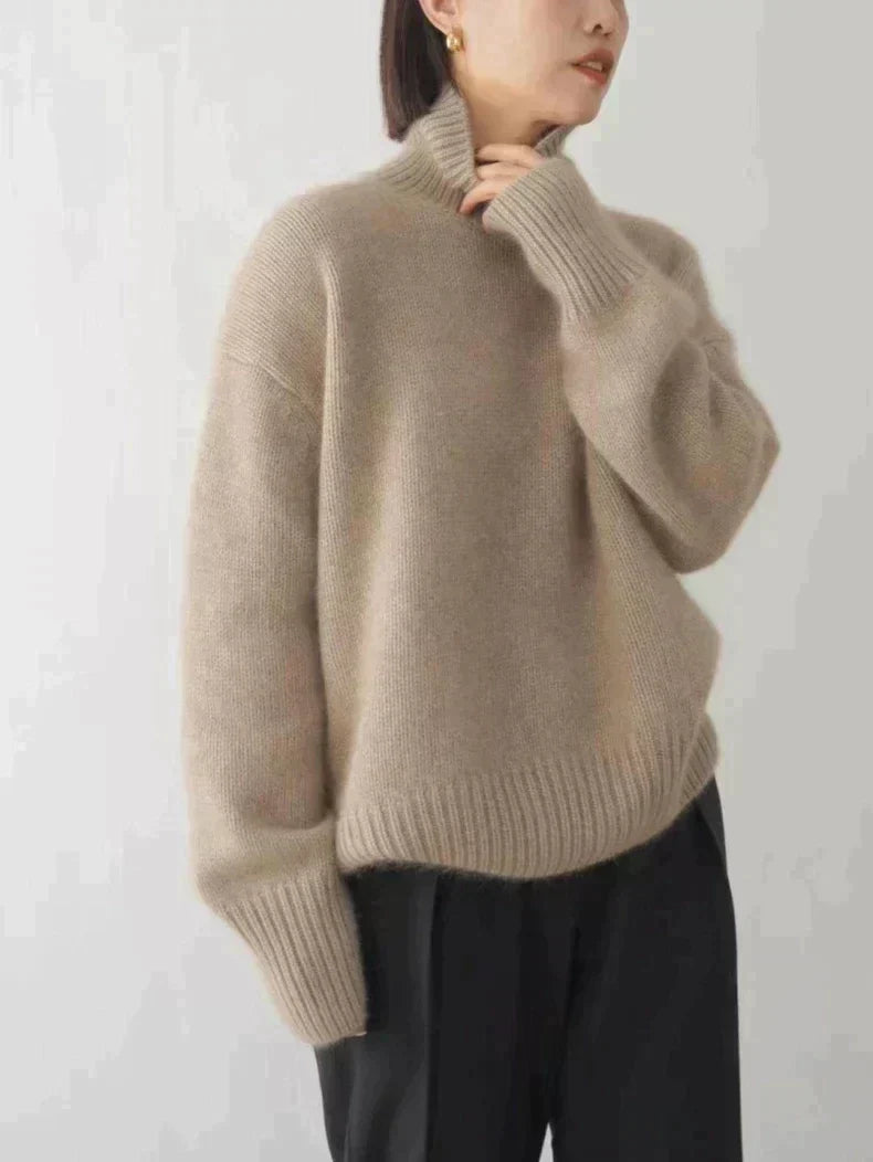 Pull Femme Cachemire Col Roulé – Manches Longues Doux & Chaud | Style Élégant Hiver