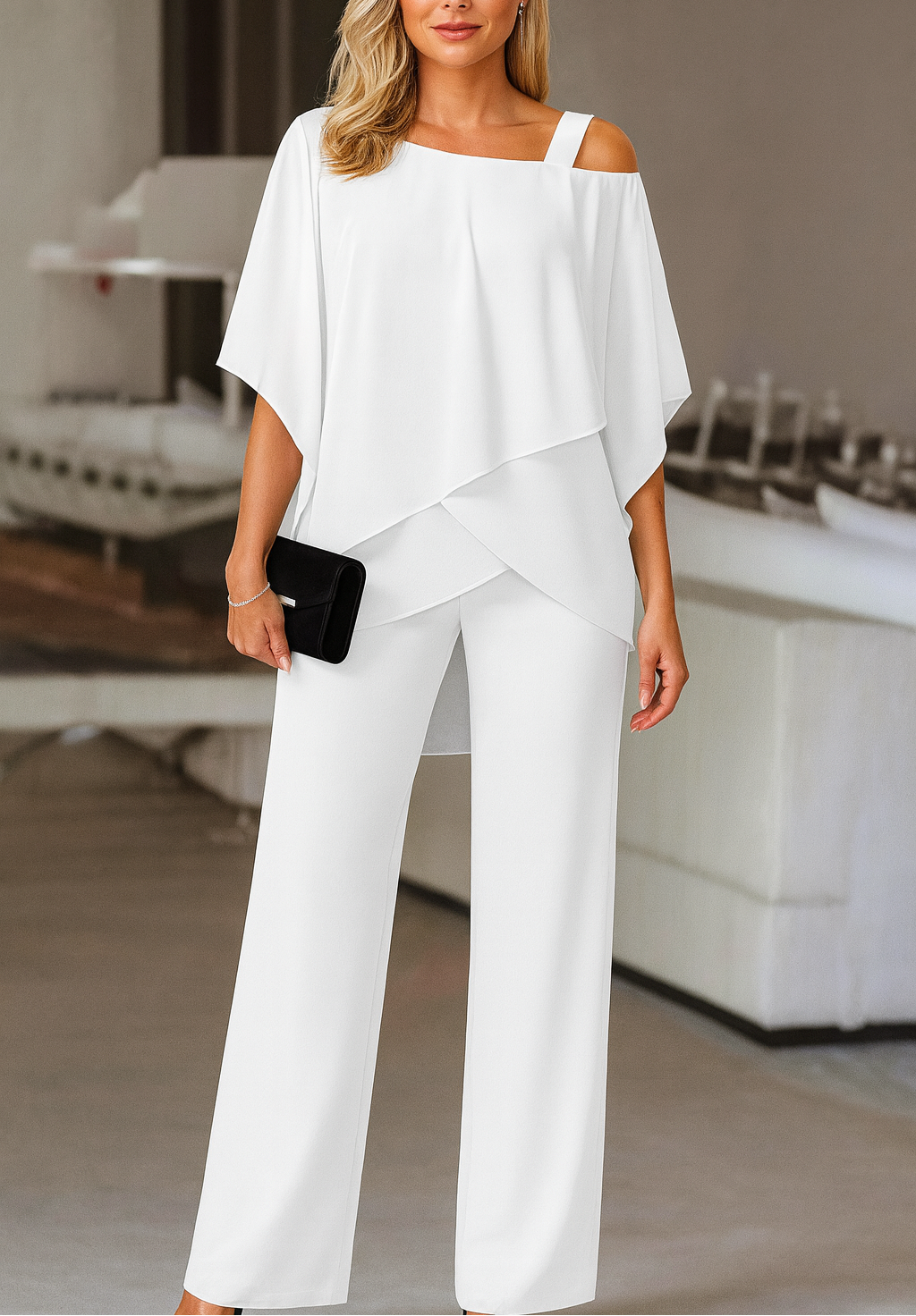 Ensemble Femme Soirée – Top & Pantalon Large Satiné | Style Luxueux & Élégant Occasions Chic