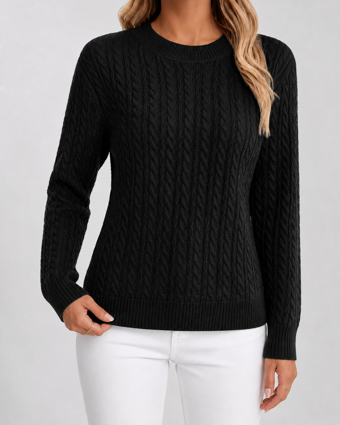 Pull Femme Col Rond Torsades Classiques – Maille Douce | Intemporel & Chaleureux