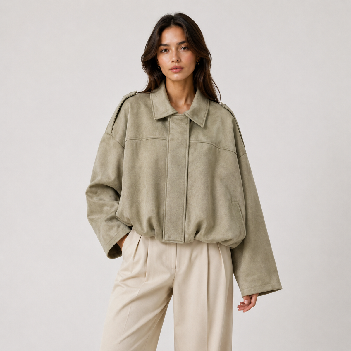 Veste Femme Suédine – Coupe Décontractée Style Casual Chic | Élégance Raffinée Automne Hiver