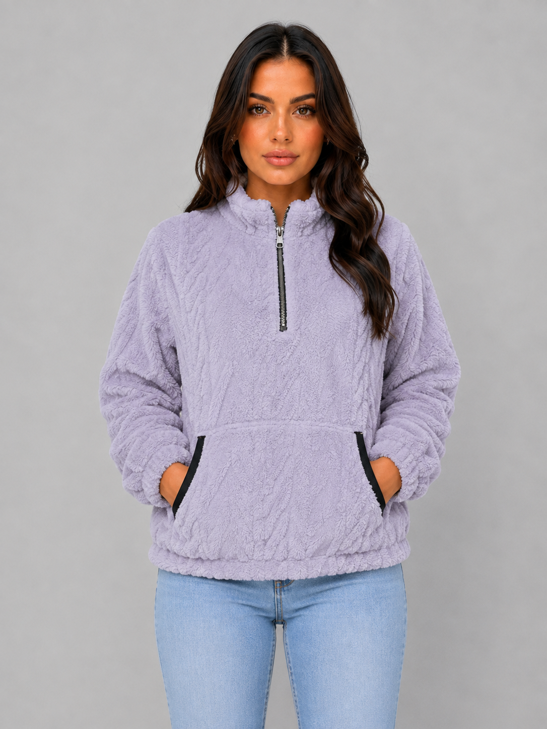 Pull Femme Demi-Zip Moelleux – Matière Plush Confort Premium | Cosy & Élégant Hiver