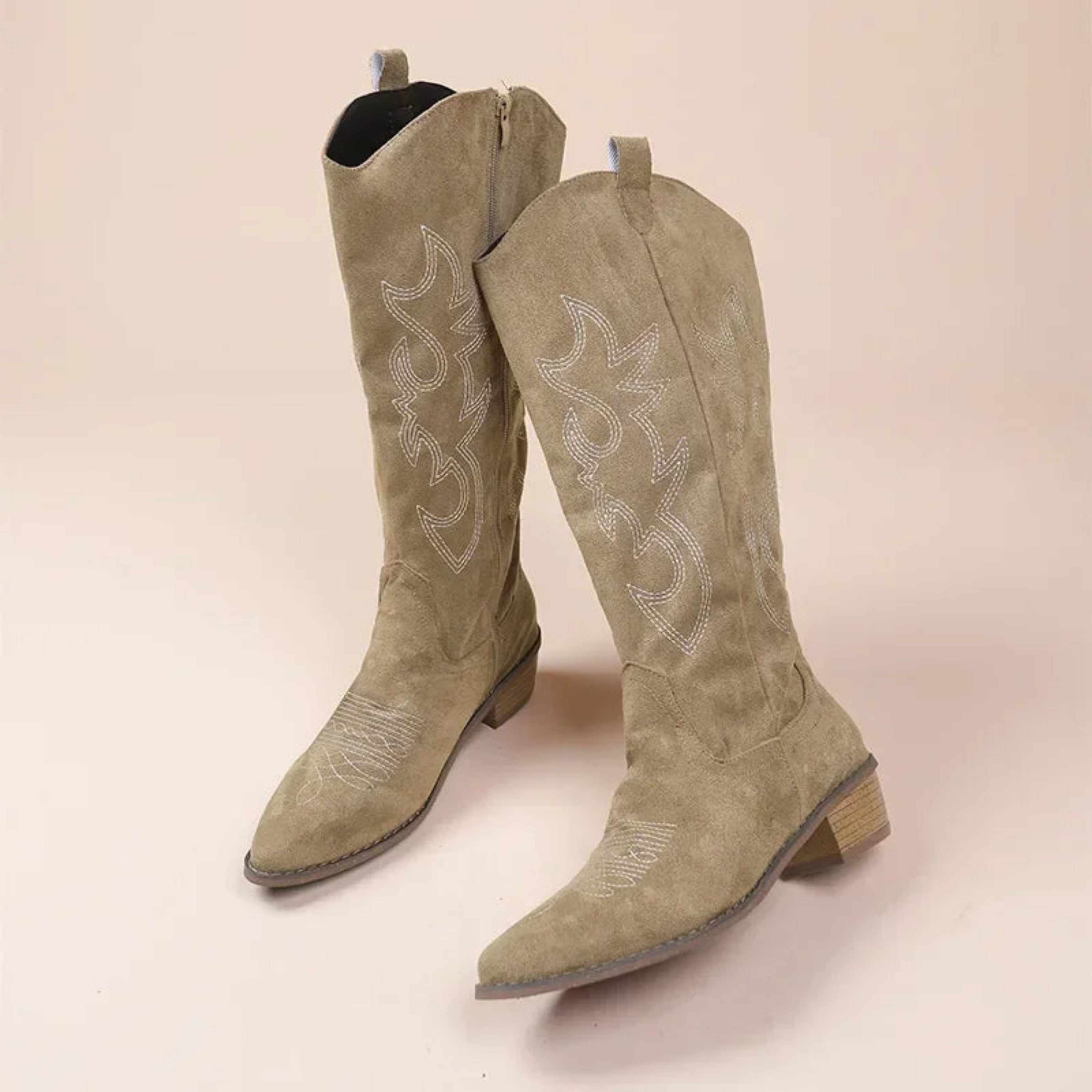 Ysaline | bottes cowboy femme avec broderie et talon bas