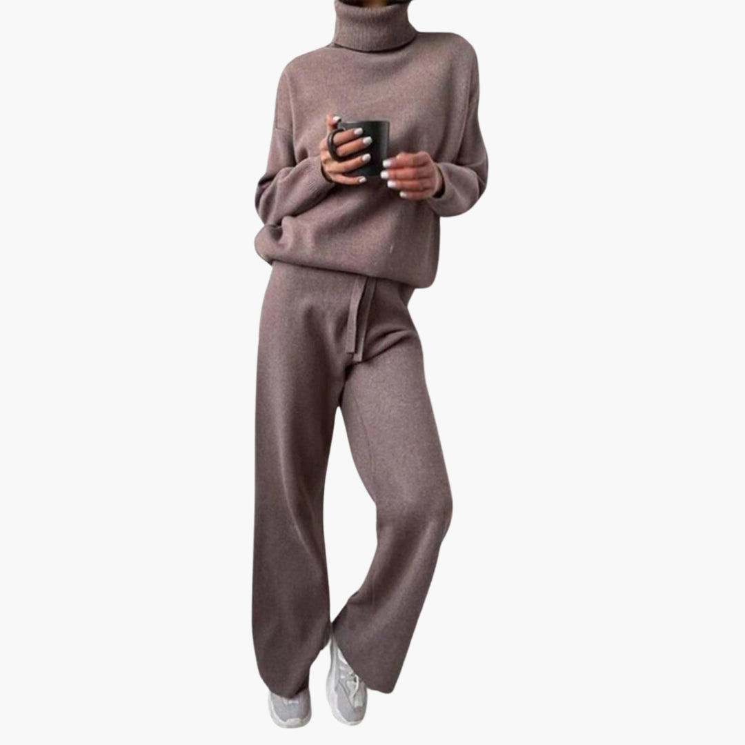 Ensemble Col Roulé Tricot Femme – Pull & Pantalon Coordonné | Everly Loungewear Hiver