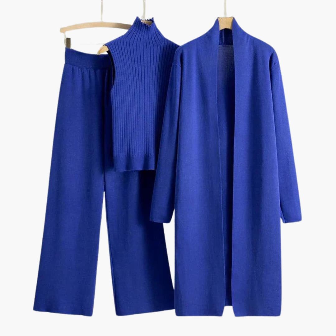 Ensemble Tricot Trois Pièces Femme – Col Roulé Côtelé Taille Unique | Avery Edition Hiver