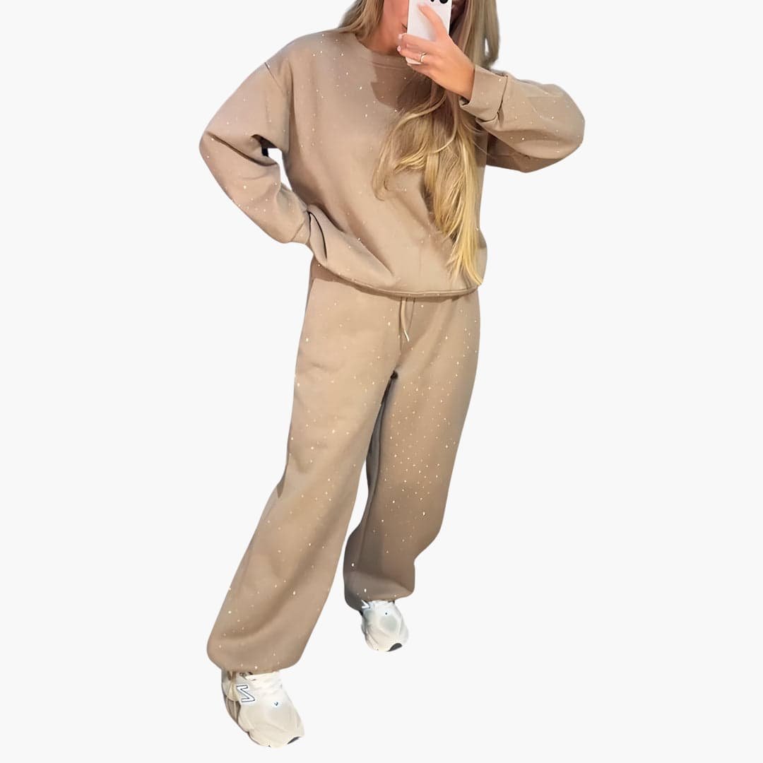 Ensemble Loungewear Femme Imprimé Losanges – Pull & Pantalon Coordonné | Sienna Hiver
