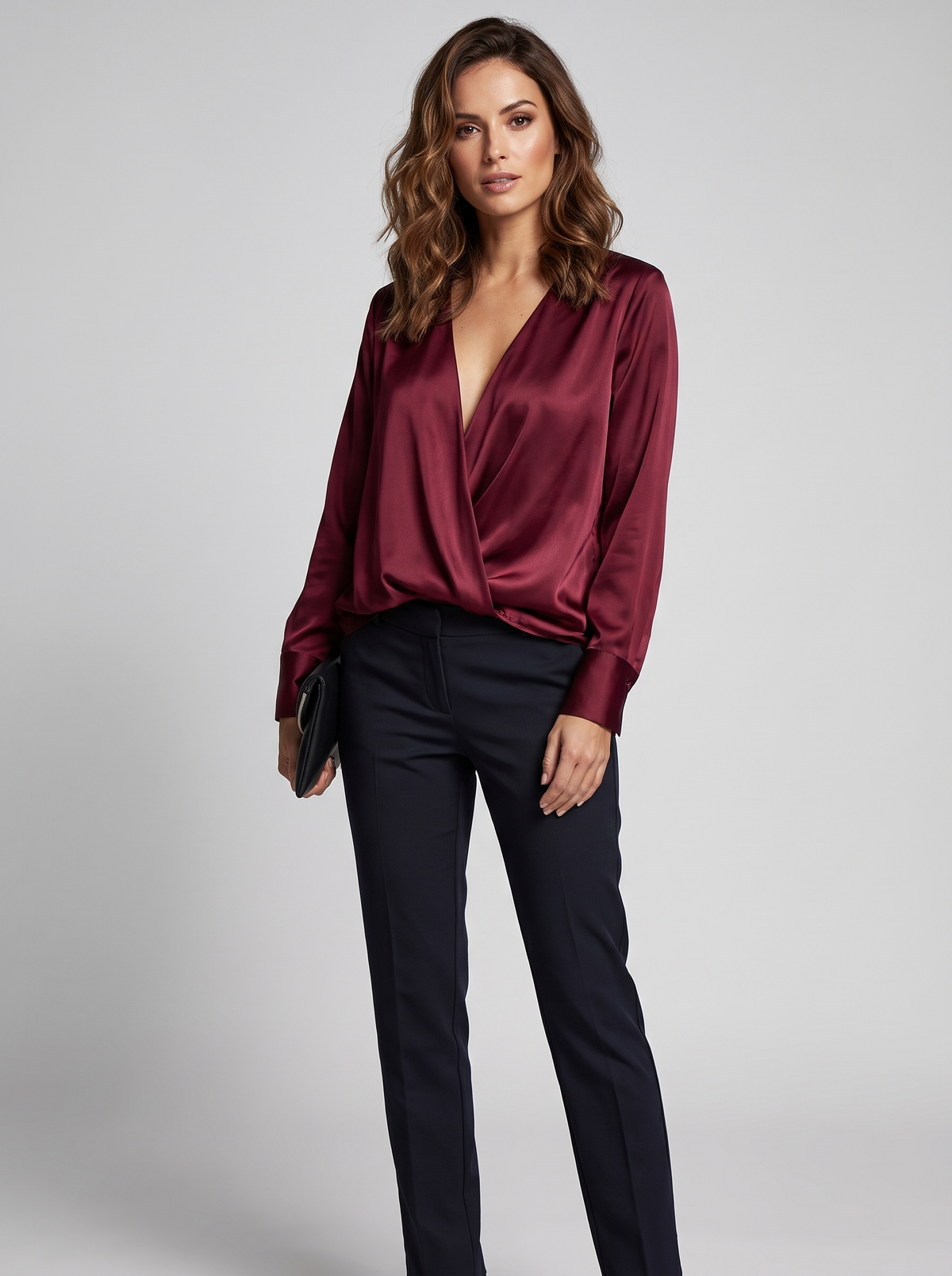 Blouse Satin Bordeaux