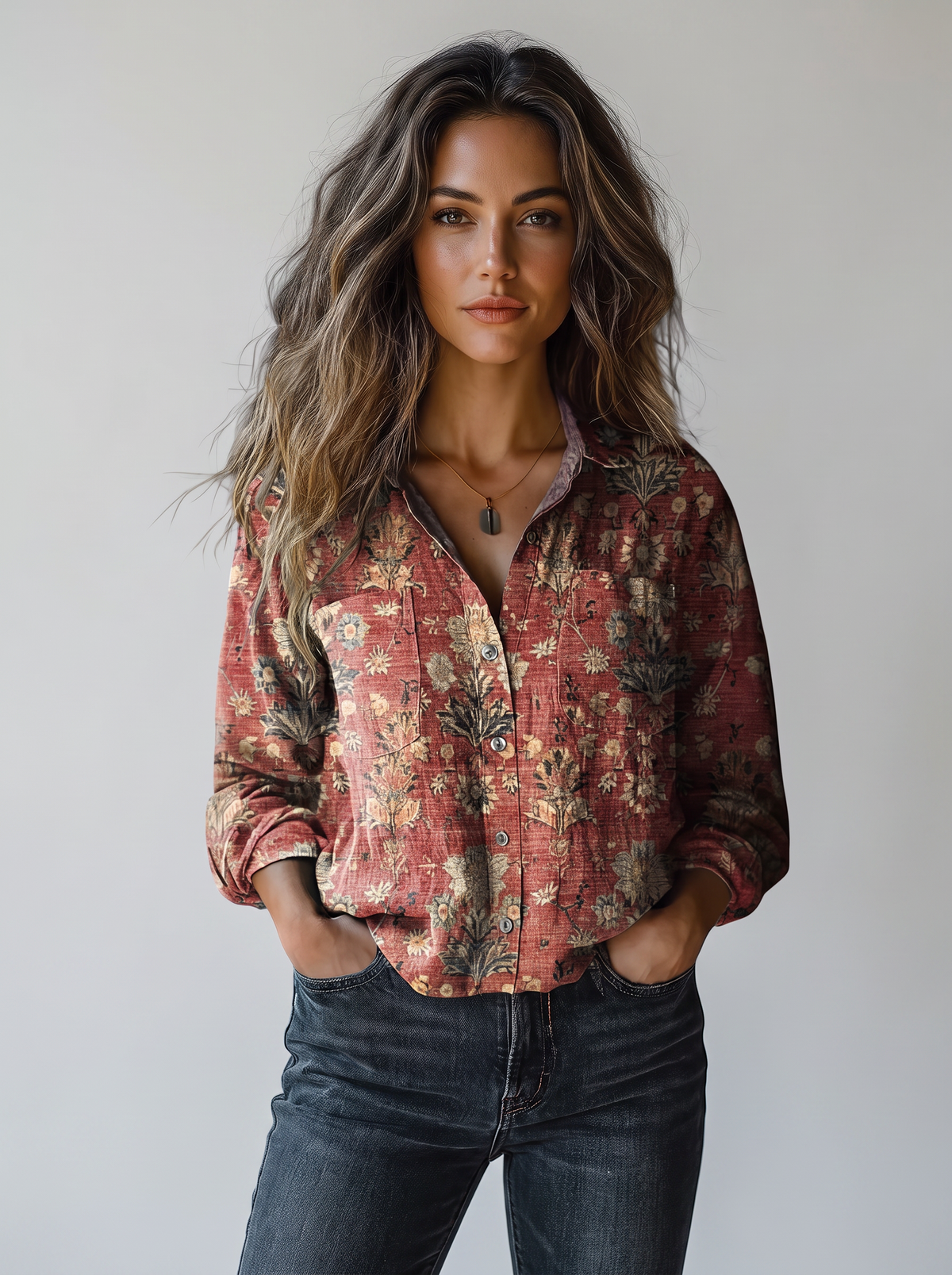 Blouse Florale Rose