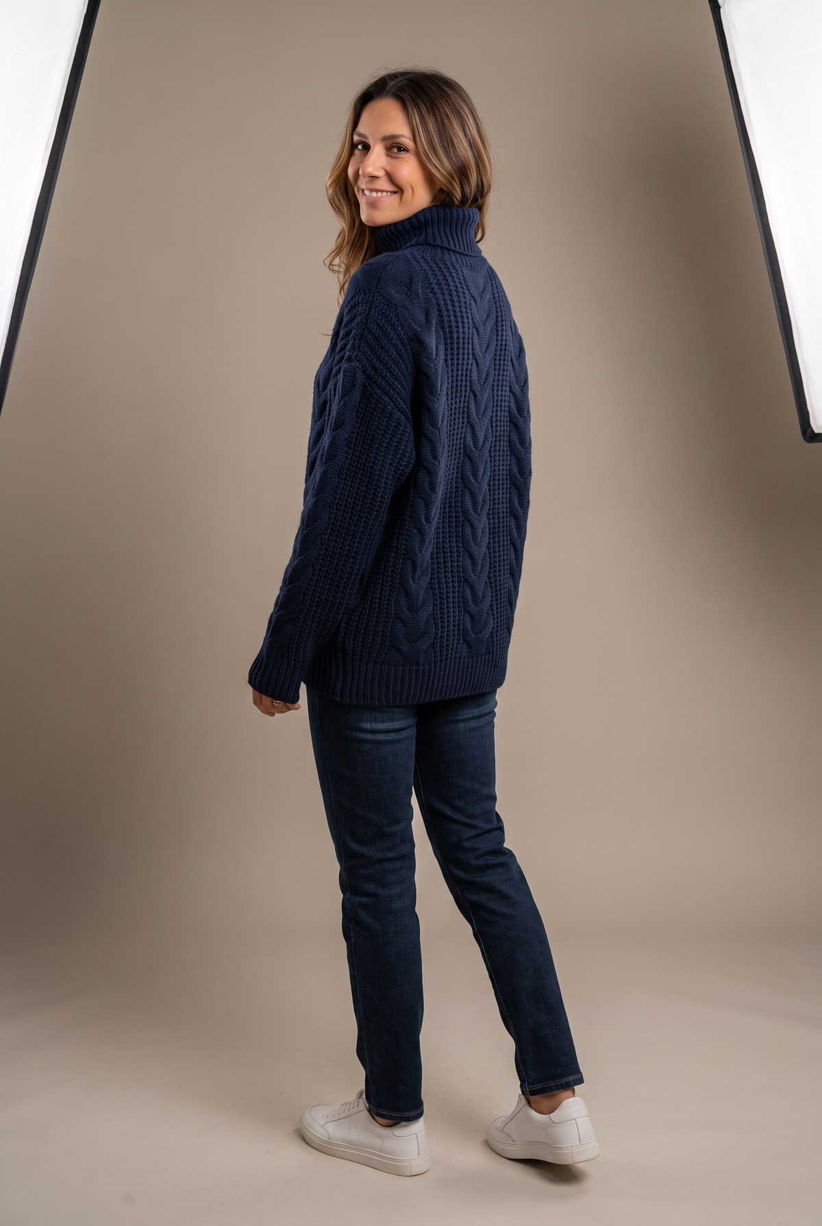 Pull Femme Col Roulé Grosse Maille – Chunky Knit Manches Longues | Style Tendance & Chic Hiver