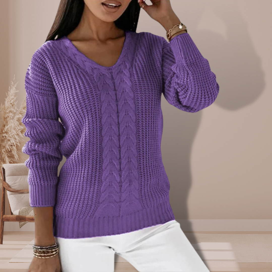 Pull Femme Col V Maille – Tissu Doux Manches Longues | Style Casual Chic Intemporel