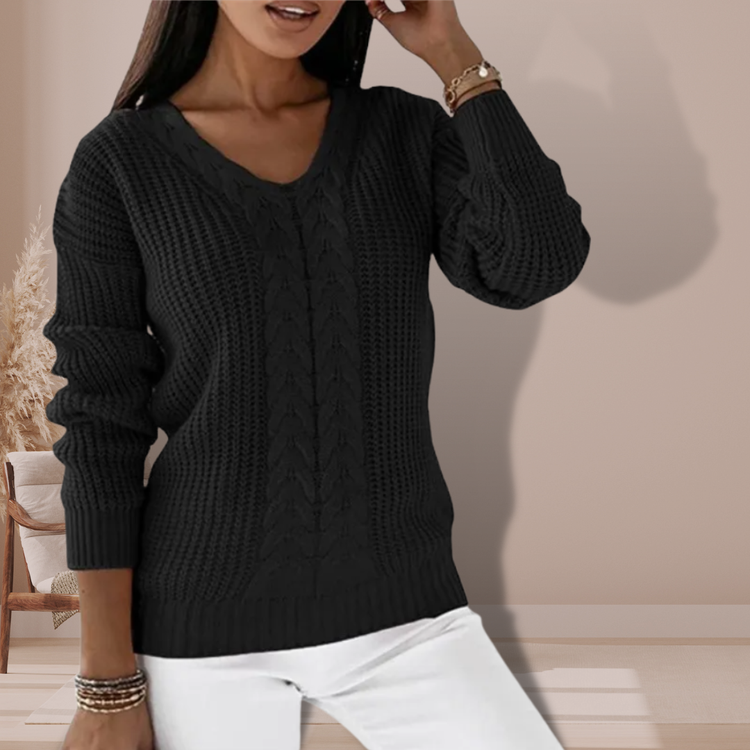 Pull Femme Col V Maille – Tissu Doux Manches Longues | Style Casual Chic Intemporel