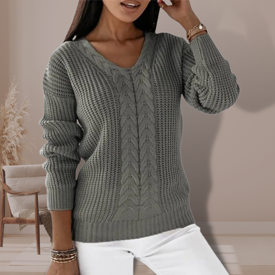Pull Femme Col V Maille – Tissu Doux Manches Longues | Style Casual Chic Intemporel