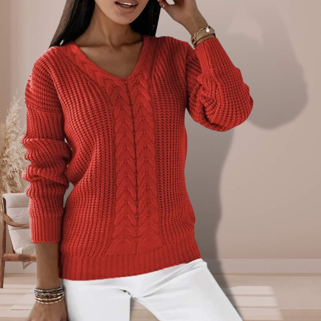 Pull Femme Col V Maille – Tissu Doux Manches Longues | Style Casual Chic Intemporel