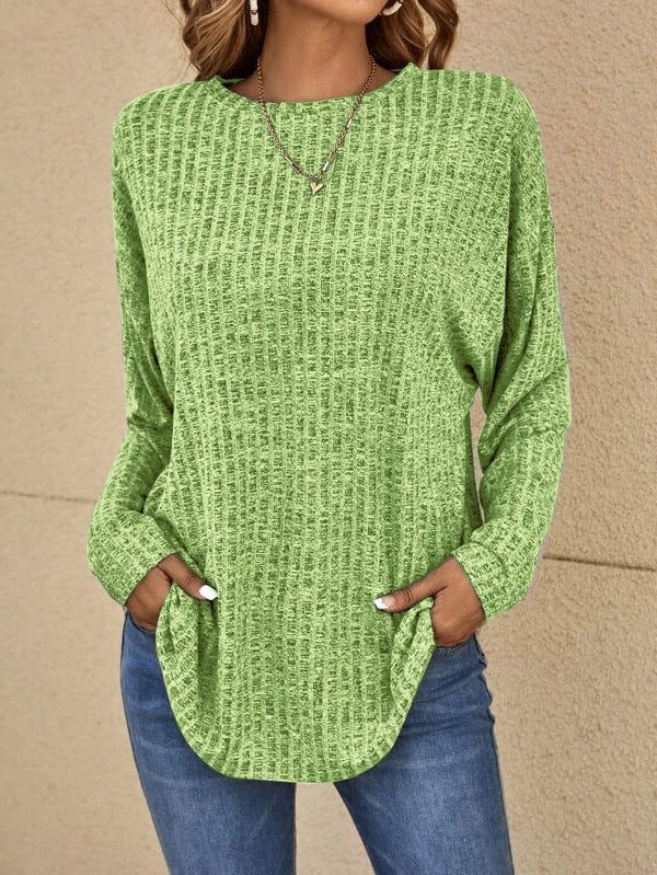Pull Femme Oversize Maille Côtelée à Poches – Col Rond Manches Longues | Pull d'Hiver Cosy