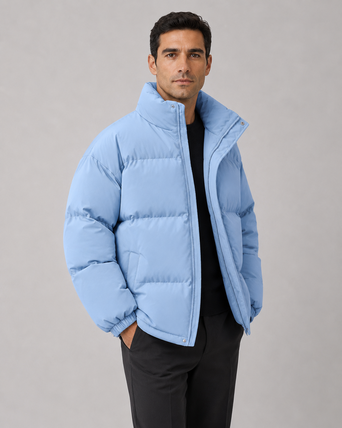 Doudoune Homme Oversize Col Droit – Rembourrage Chaud Imperméable | Style Urbain Hiver
