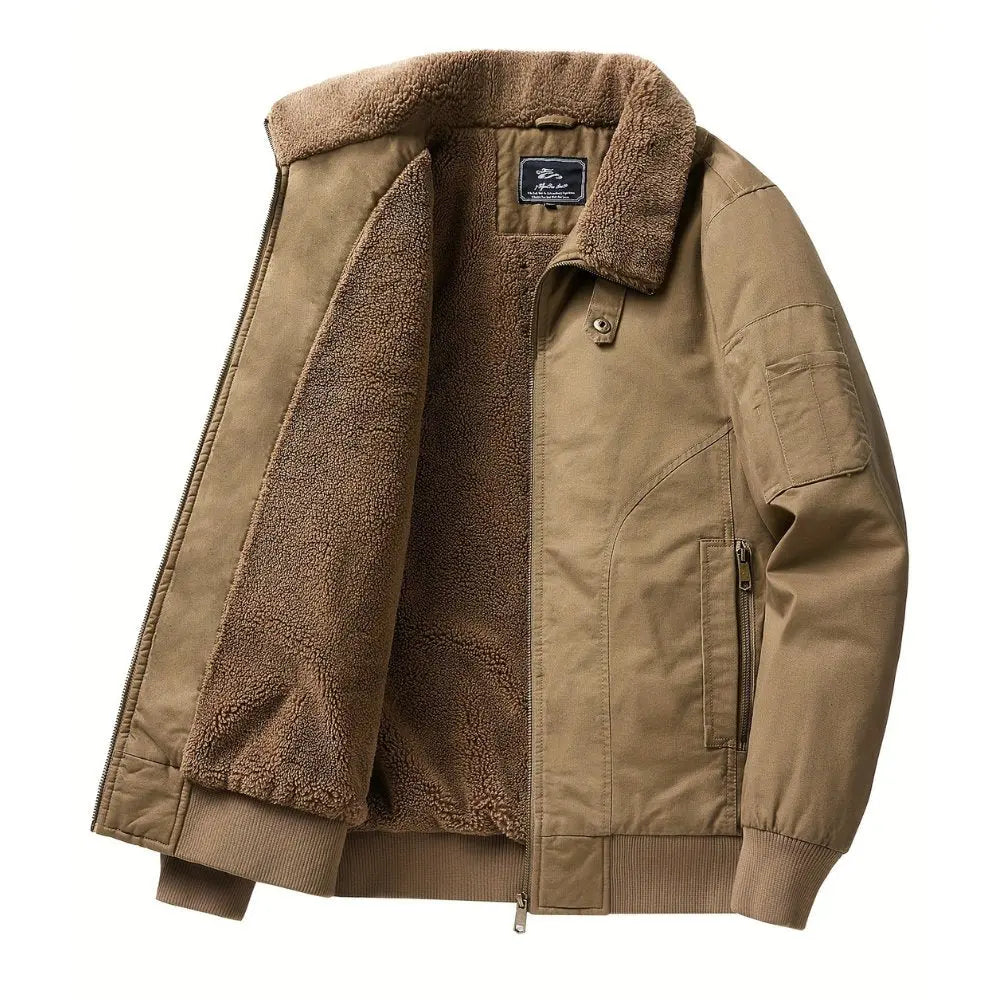 Blouson Bomber Homme Col Sherpa – Fermeture Zippée Doublure Complète | Style Urbain Casual