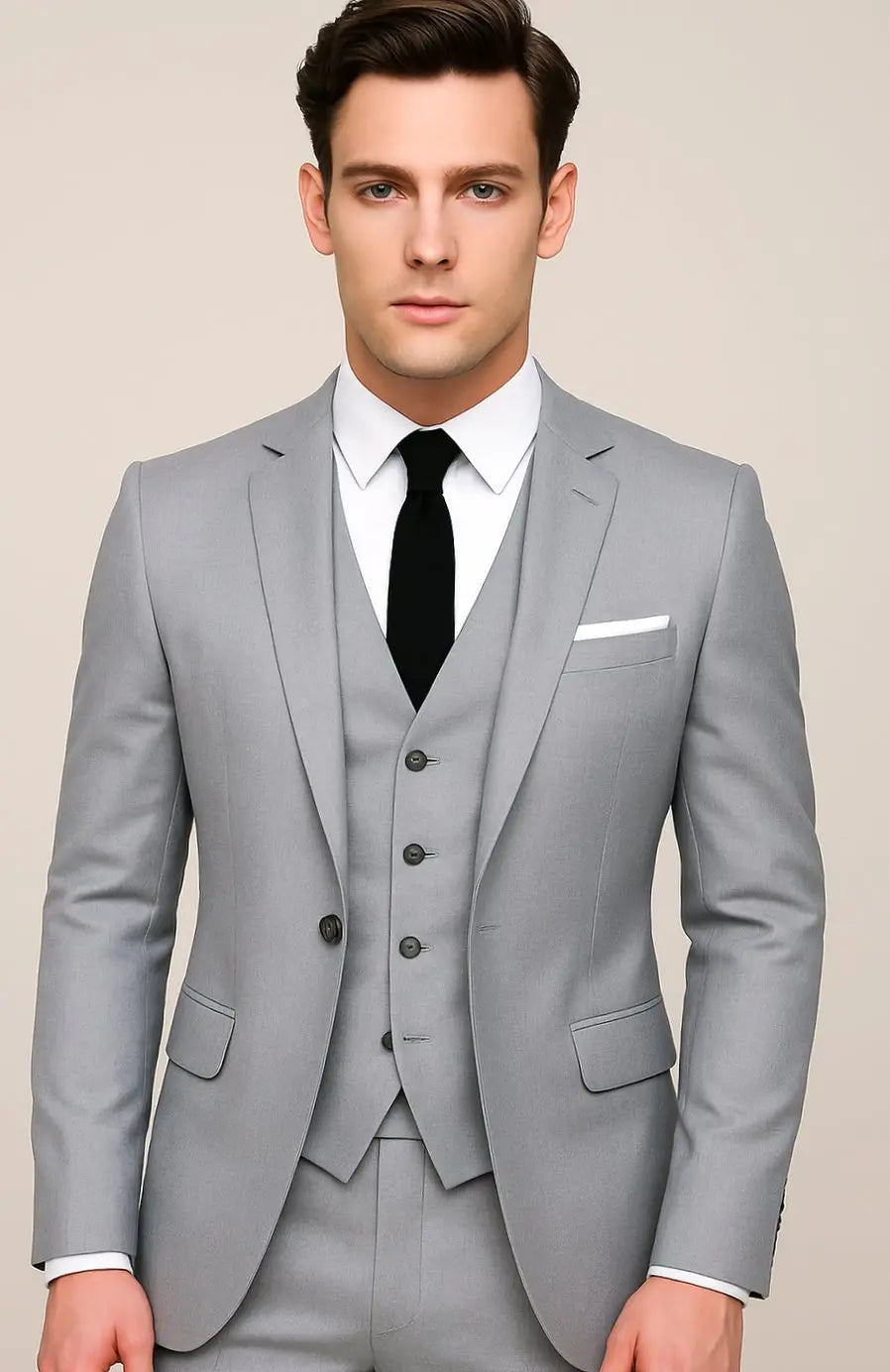 Costume Homme 3 Pièces – Veste Gilet Pantalon Coupe Ajustée | Élégance Bureau & Soirée
